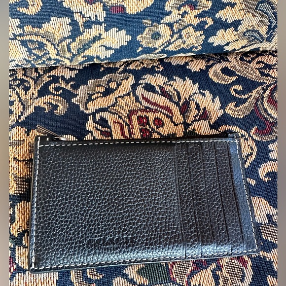 COACH Zip Card Case With Rexy Black Pebbled Leather - Picture 5 of 5